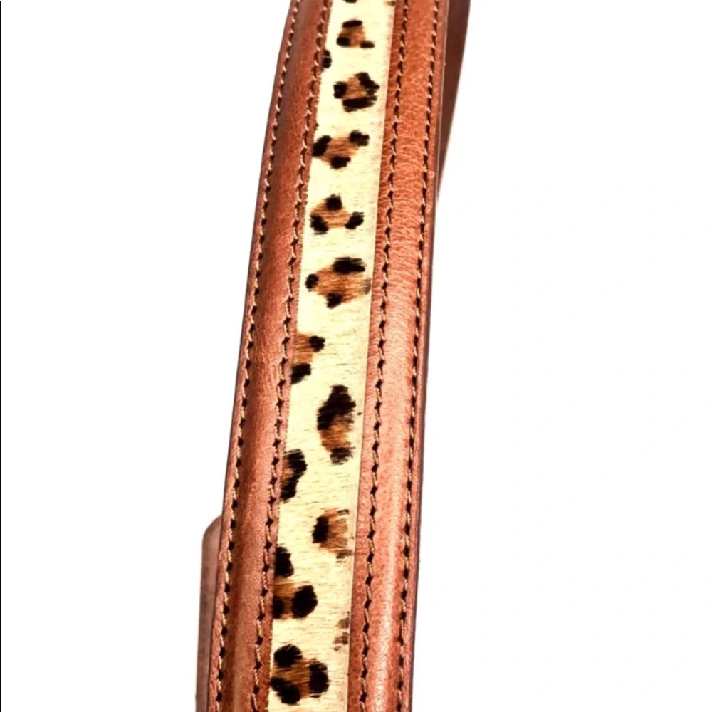 Terry Stack 1” leopard Horsehair Leather Belt Sz M
